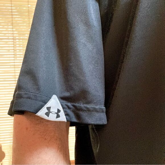 UNDER ARMOUR Black Silver Trim Golf Tennis Polo shirt Mens XXL - Picture 5 of 16